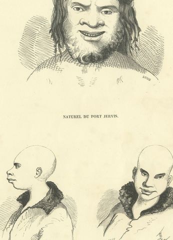 Port Jervis and Kangaroo Island, Antique Wahlen Costume Print, 1843-1844, close-up 1