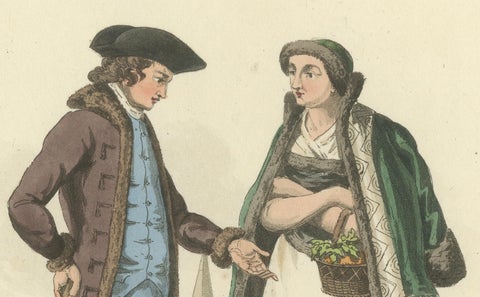 Austrian Folk Couple: Elegant Regency Costume from 1808, close-up 3