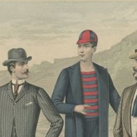 Antique Print of Men's Fashion in Published July 1889 by Klemm & Weiss, C 1900, close-up 1