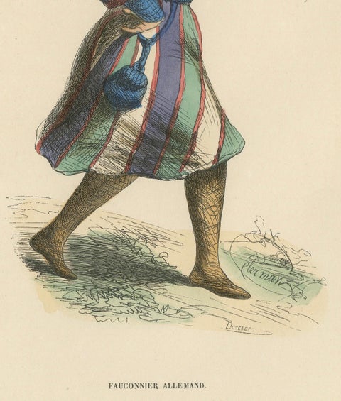 The Noble Sport: A German Falconer in 'Costume du Moyen Âge, 1847, close-up 1
