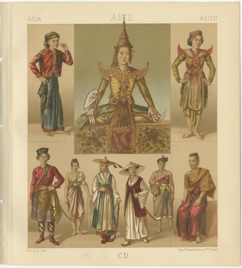 Asian Costume & Decorative Arts Lithographs, Hand Colored, Paris c.1888 Set of 3, view 2