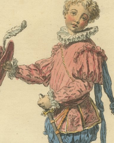 Habit of an English Page in the Reign of Edward VI, Jefferys Costume Plate, 1757, close-up 2