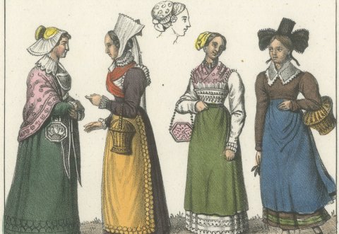 Bavarian Town Costume and Inhabitants of Baden and Wurttemberg, 1842, close-up 1