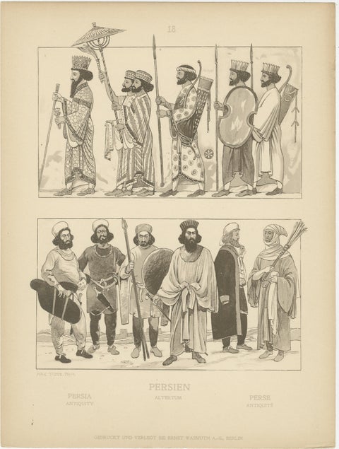 Ancient Western Asia and Persia Costume Plates by Max Tilke, c.1900, view 5