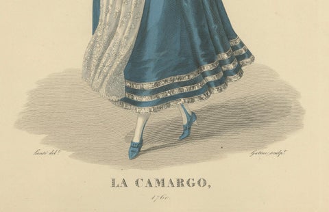 La Camargo, Hand-Colored Engraving of Famous Parisian Dancer, c.1900, close-up 1