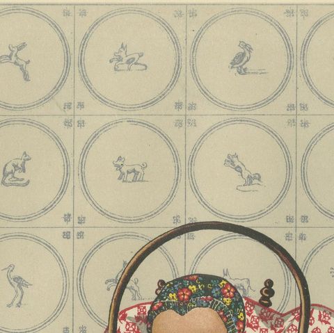 Charming Dutch Folk Art Print of Staphorst Mother and Children in Costume, 1932, close-up 6