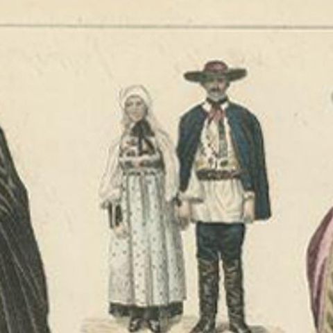 Antique Costume Print Including Costumes of France and Others, close-up 1