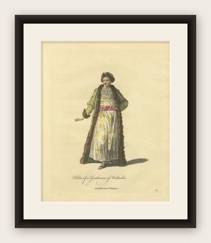 Antique Costume Print of a Gentleman of Wallachia, Engraving Jefferys, 1749, shown framed