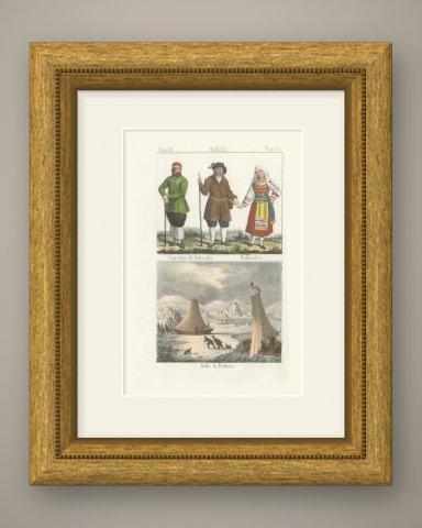 Dalecarlian Peasant, Finns and Boats on the Frozen Gulf of Bothnia, 1842, shown framed