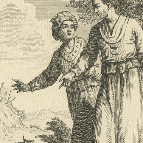 Antique Print of Courtiers of Lhasa by Tardieu '1749', close-up 2