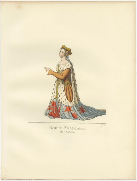 Set of 2 Antique Prints of a French Nobleman and Noblewoman, 'circa 1860', view 3