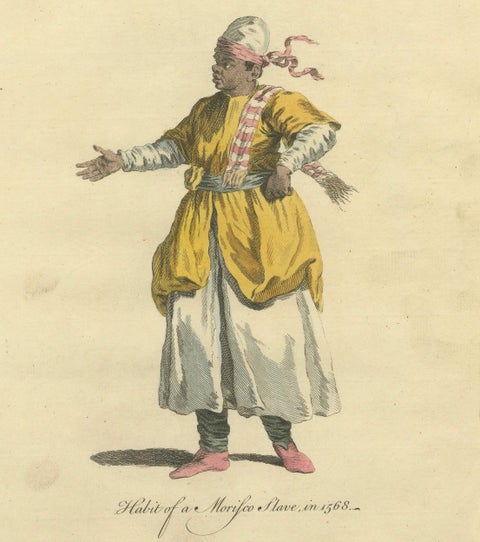Habit of a Moorish Slave, North African Costume Engraving, 1749, close-up 3