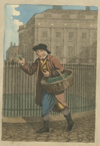 Watercress Seller in Hanover Square, Cries of London, 1804, close-up 1