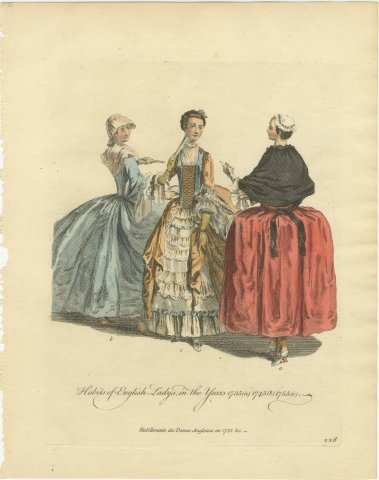 Three English Ladies of 1735, 1745 and 1755, Jefferys Costume Print, 1757, view 2