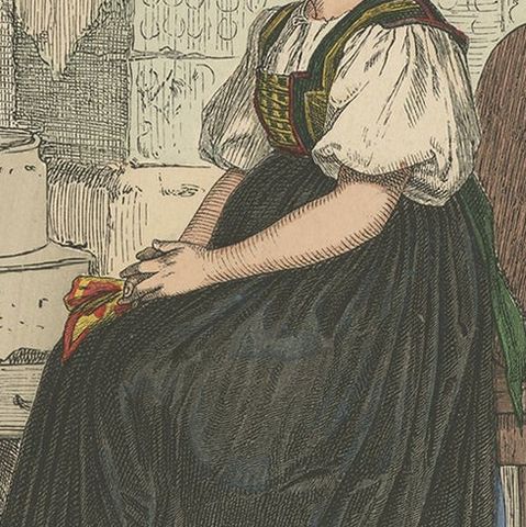 Antique Costume Print of a Slovakin from the Region of Košice, ca 1880, close-up 2