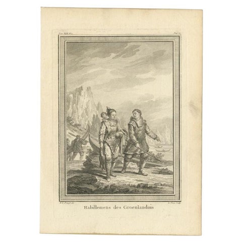 18th Century Antique Print of Greenlander's Traditional Clothing