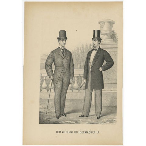 Rare Antique Print of Men's Fashion, c.1890, view 2