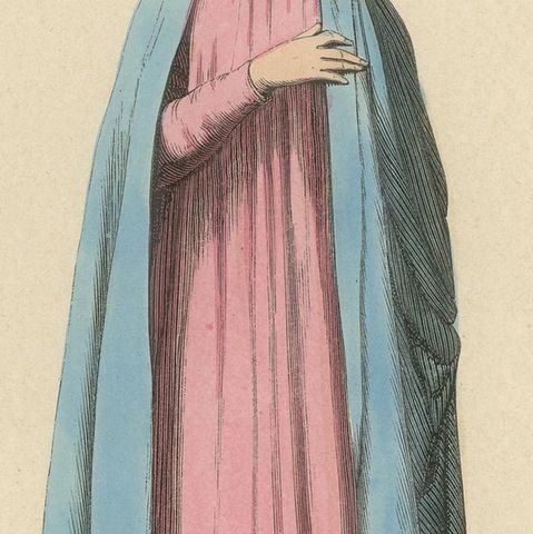 Noble Roman Lady of the Middle Ages, Handcolored and Published in 1847, close-up 5