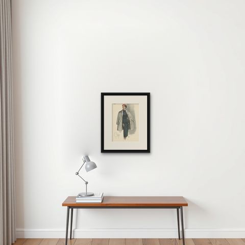 Vintage Fashion Print 'Pl. 16525A' Published in Le Tailleur Moderne, 1954, shown framed on a wall
