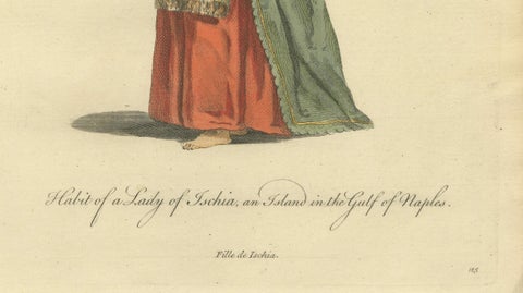 Grand Tour Italian Costume Prints, Naples & Ischia Ladies, Set of 2, 1749, close-up 6