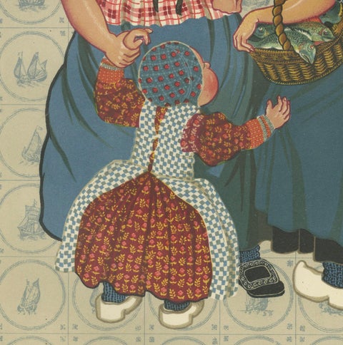 Spakenburg Women in Sunday Dress with Child, Dutch Costume Print (1932), close-up 5