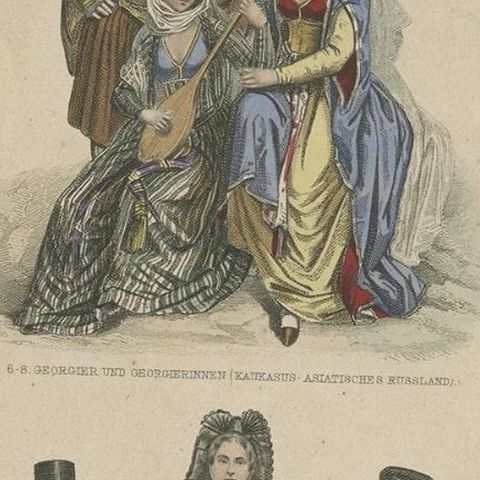 Old Costume Prints of Russia, Italy, France, Jutland, Spain, Austria, Etc., 1875, close-up 4