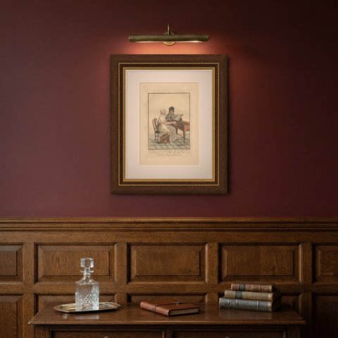 Moravian Mother and Daughter at Zeist, Dutch Costume Print, 1811, shown framed on a wall