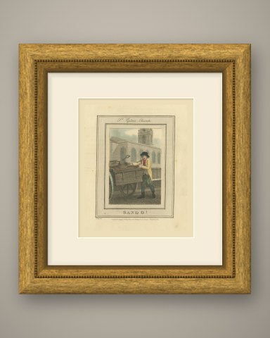 Sand Seller at Saint Giles's Church, Cries of London, 1804, shown framed