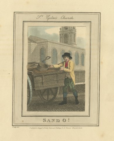 Sand Seller at Saint Giles's Church, Cries of London, 1804
