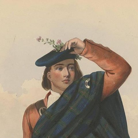 Antique Costume Print 'Colquhon' Scotland by L. Dickenson, circa 1847, close-up 1