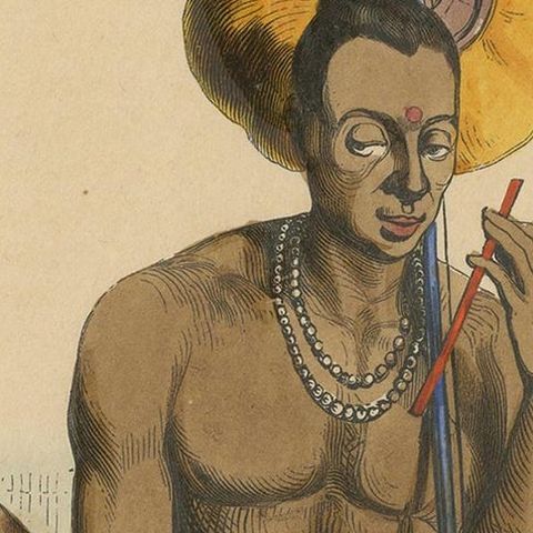 Antique Costume Print of a Hindu Musician by Wahlen, '1843', close-up 1