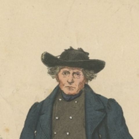 Antique Costume Print of a Farmer from the Region of Ettersberg by Lipperheide, close-up 1