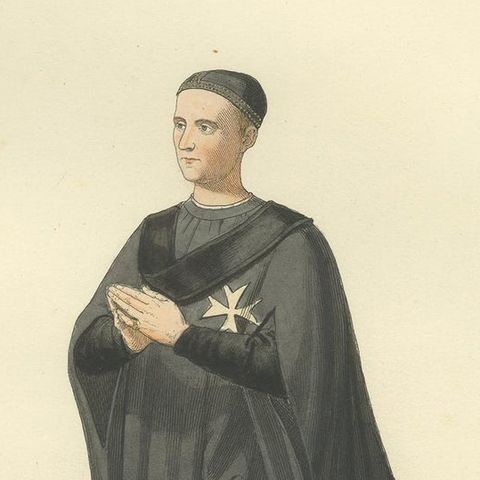 Antique Print of a Knight of Rhodes in Religious Costume, by Bonnard, 1860, close-up 2
