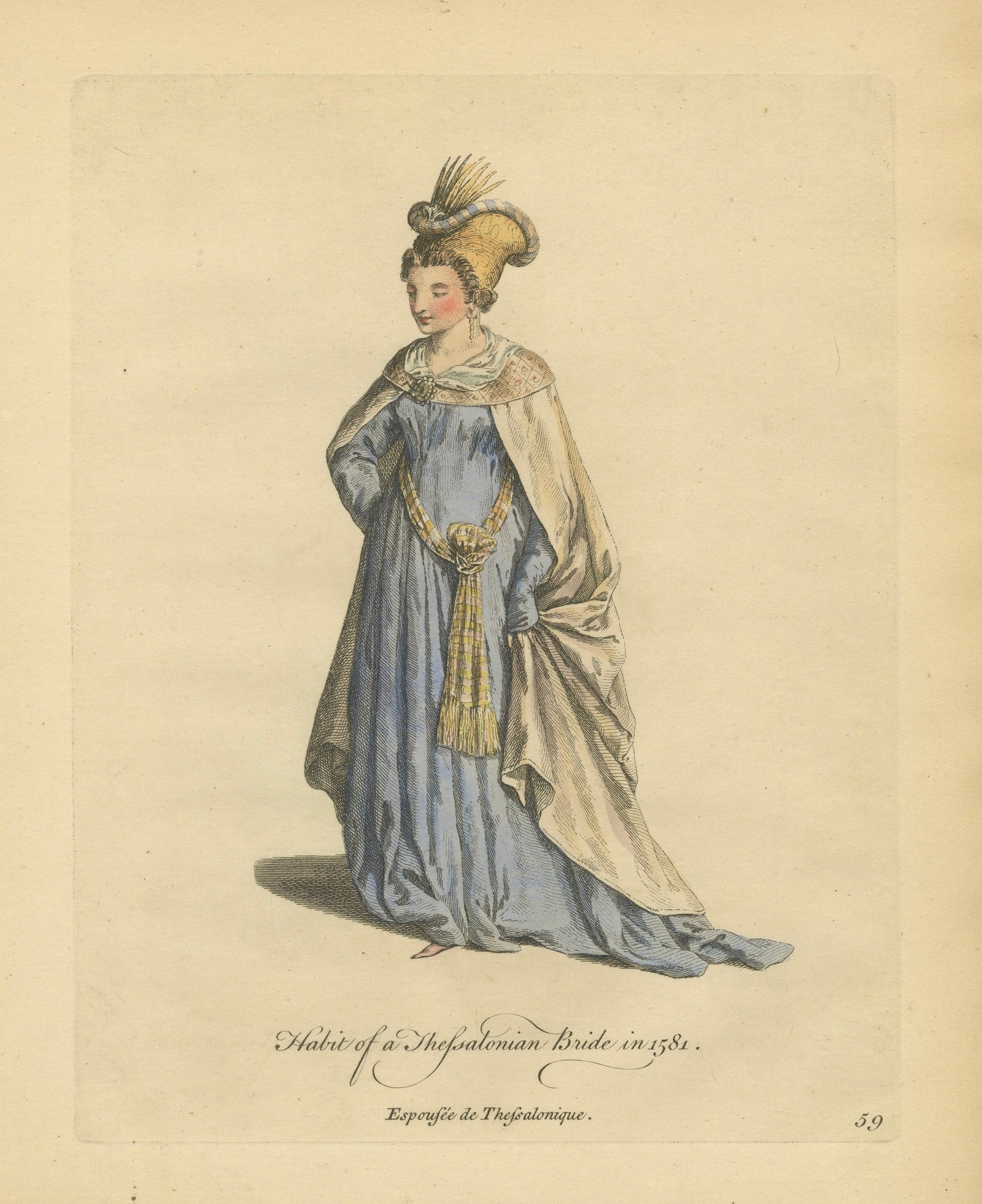 Thessalonian Bride Costume Print - Ottoman Dress Engraving, Jefferys, 1749