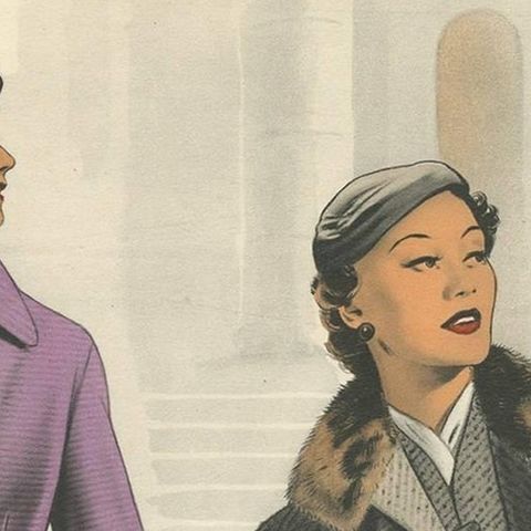 Vintage Fashion Print 'Pl.16504' Published in Le Tailleur Moderne, 1954, close-up 1