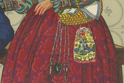 Dutch Couple in Hoorn Traditional Dress, Early 19th Century Folk Costume, close-up 2