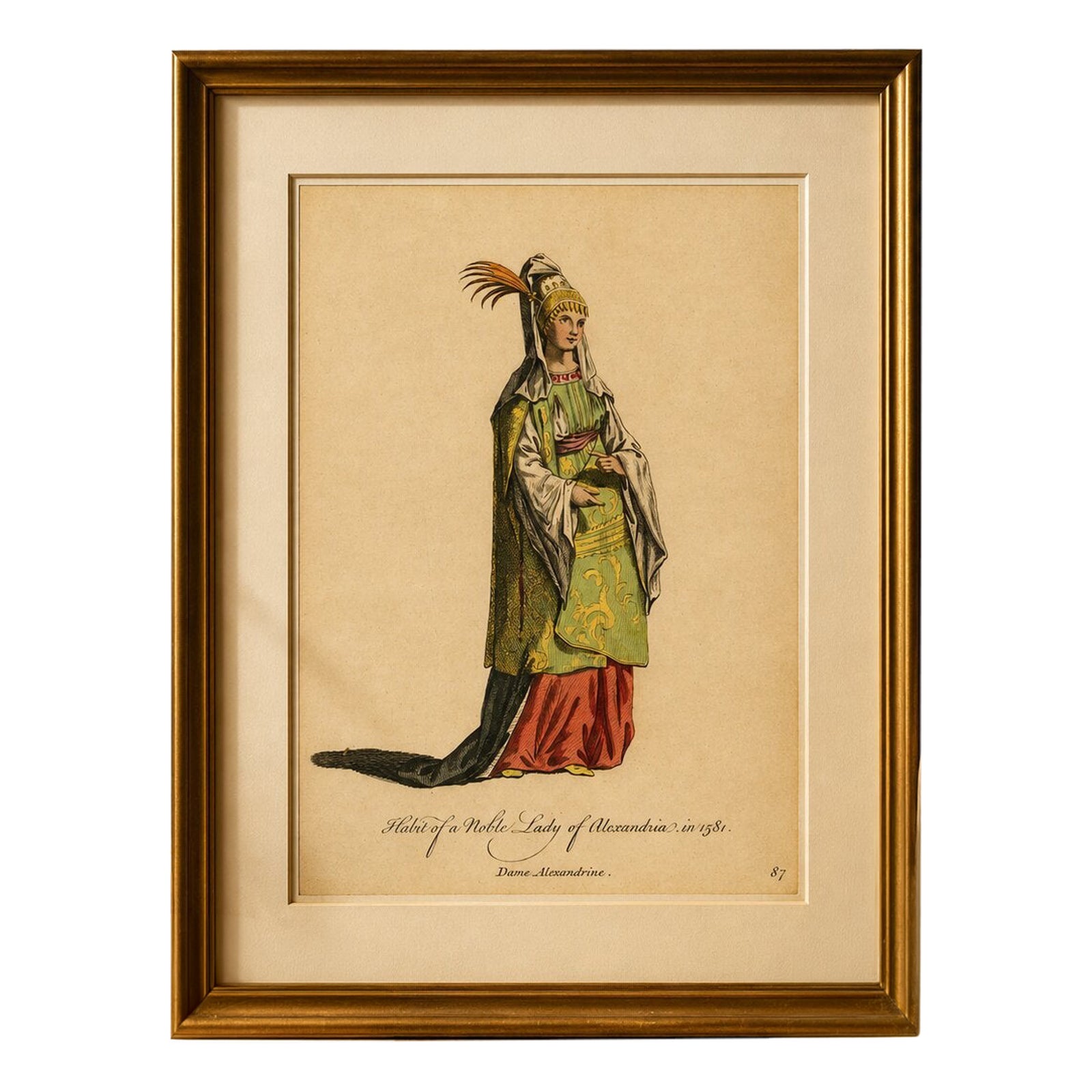 Habit of a Noble Lady of Alexandria in 1581, Elegant Ottoman Costume Print, 1749