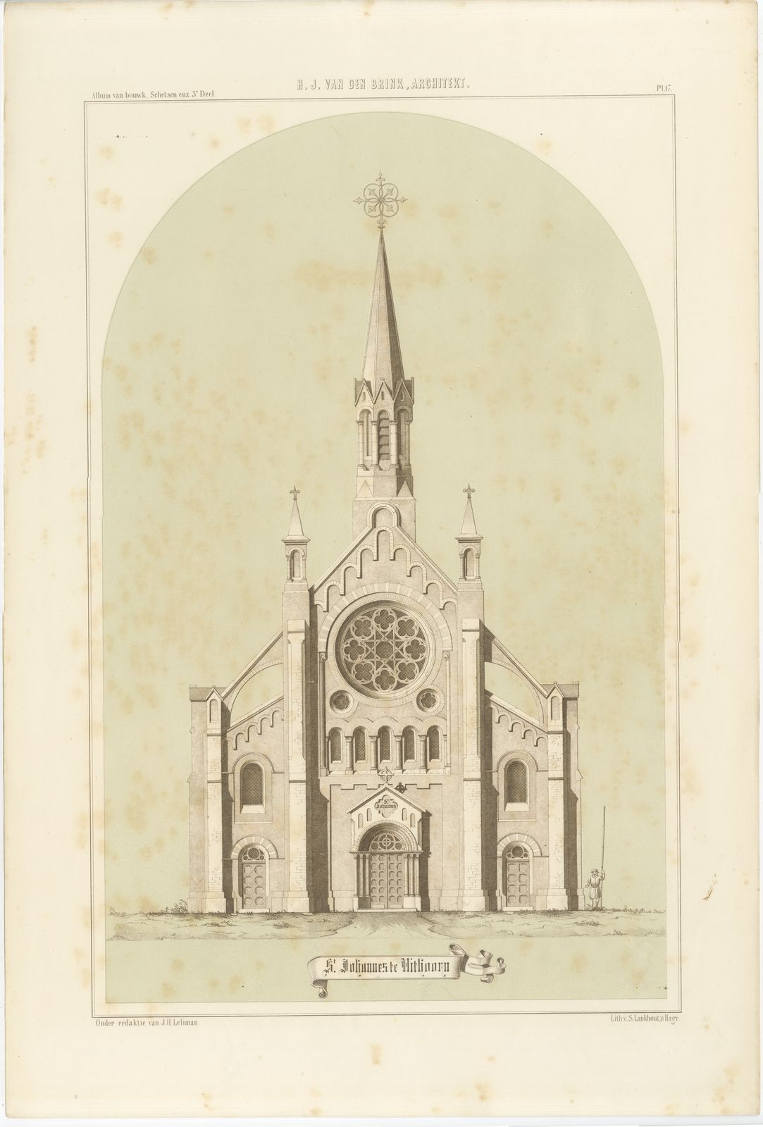 Saint Johannes Gothic Church, Dutch Architecture Print, Leliman, 1865-1866
