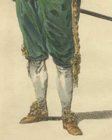 King Charles I in 1630, Caroline Court Costume, Jefferys Costume Print, 1757, close-up 3