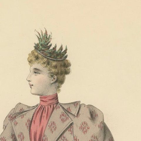 Refined Elegance: 1889 Fashion Lithograph by Michau, the Exposition Universelle, close-up 5