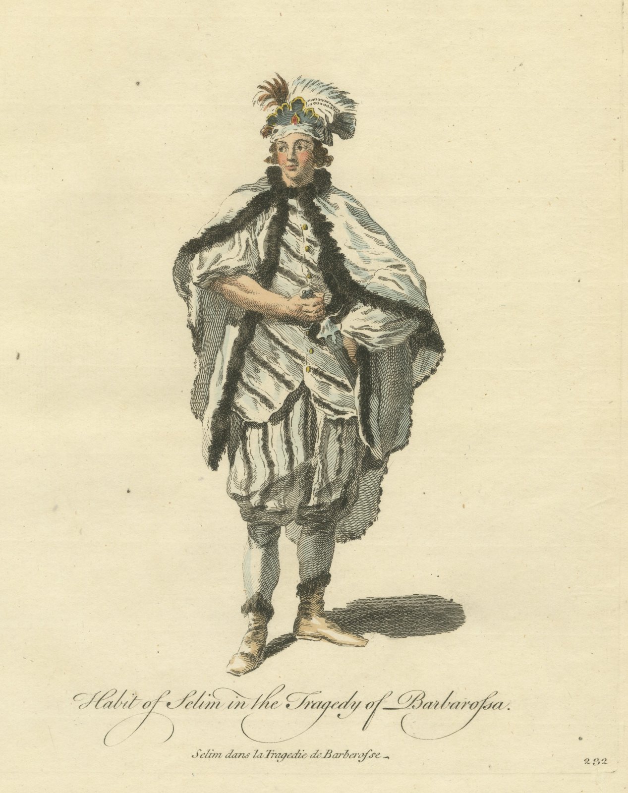 Selim in the Tragedy of Barbarossa, Georgian Stage Costume, Jefferys Print, 1757