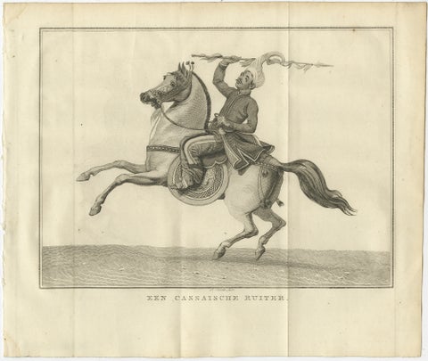 Mounted Warrior of the Kassai Region, Antique Costume Print, circa 1800, view 2
