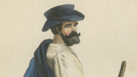 Russian Peasant from the Moscow Region - Antique Costume Lithograph, c.1852, close-up 2