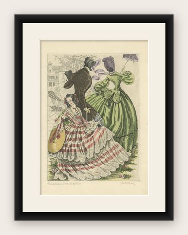 Antique Fashion Print by Kurt Hilscher, circa 1930, shown framed