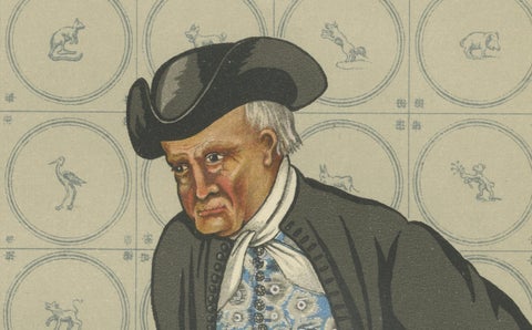Mourning Dress in Hindeloopen with Delft Stove, 1932 Lithograph, close-up 3
