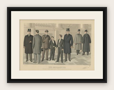 Antique Print of Fashion in February 1896 by Klemm & Weiss, circa 1900, shown framed