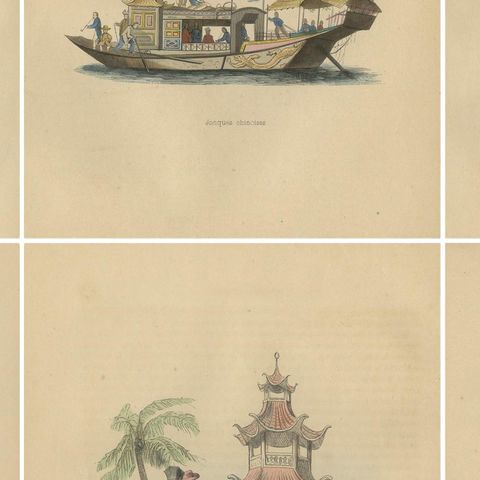 Chinese Cultural Figures in 1844 Wahlen Lithographs of Dress and Traditions, close-up 2