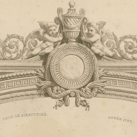 French Directoire Costume Lithograph, Under the Directory 1797, Published 1847, close-up 1