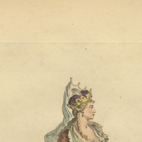 Tartar Princess Costume Print, Hand-Colored Engraving by Jefferys, 1749, close-up 5