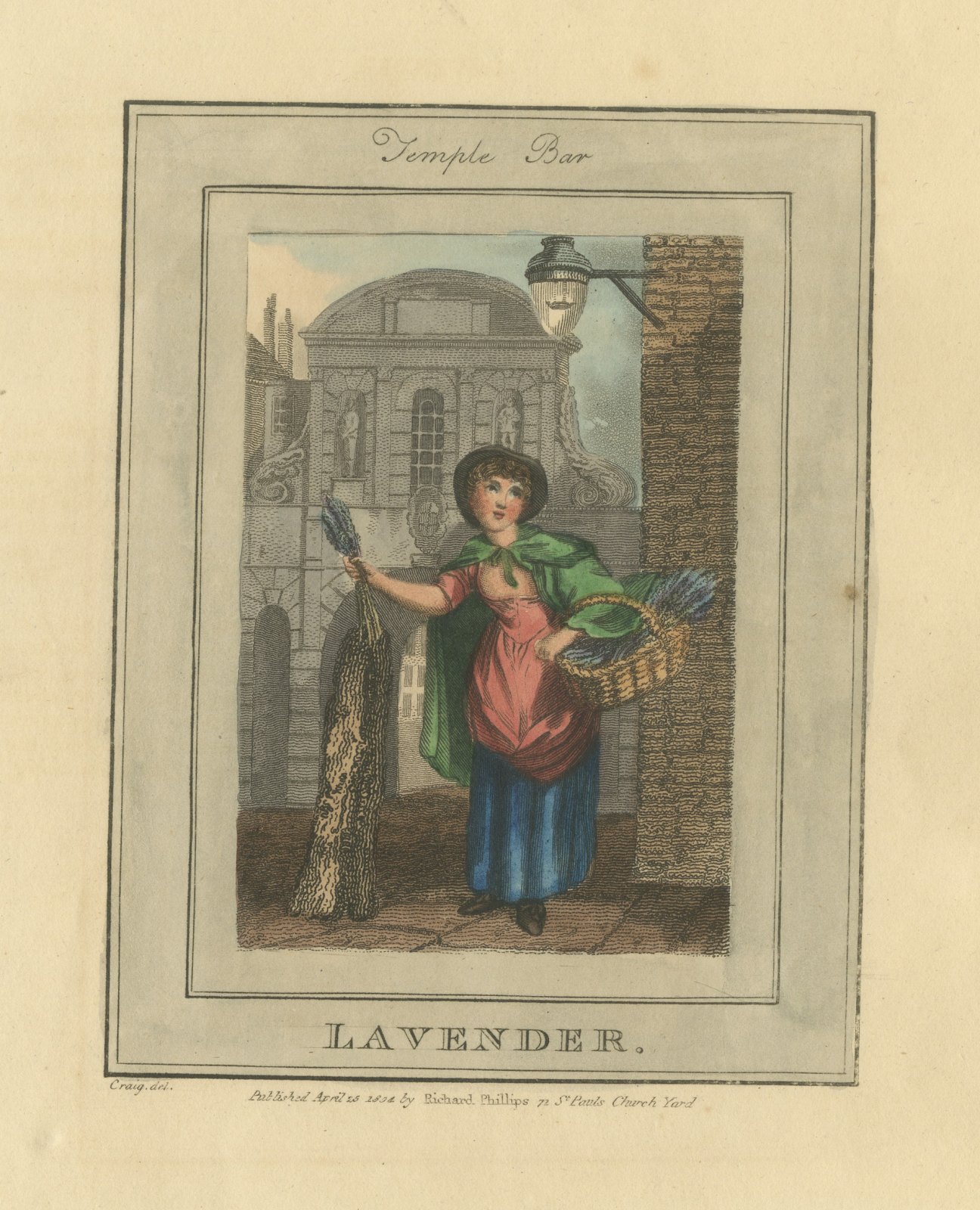 Lavender Seller at Temple Bar, Cries of London, 1804